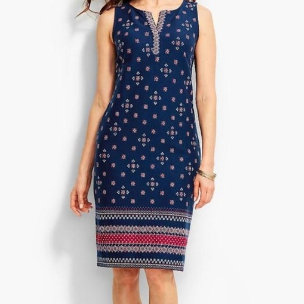 Talbots Navy/red Sleeveless Shift Dress XSmall